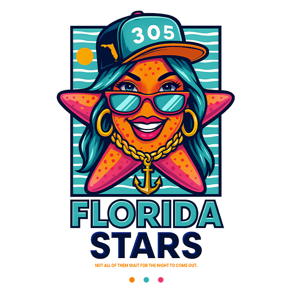 Urban Miami style Starfish fishing shirt wearing a 305 cap