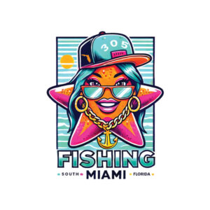 Urban Miami style Starfish fishing shirt wearing a 305 cap