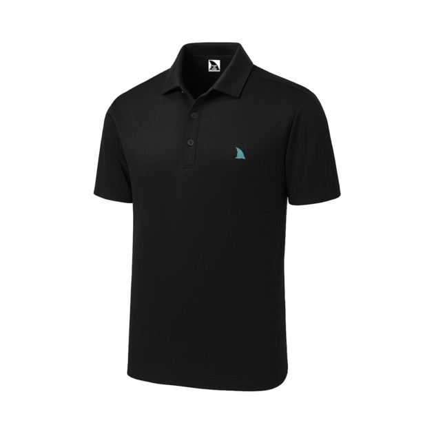Black Polo with Teal Shark Fin